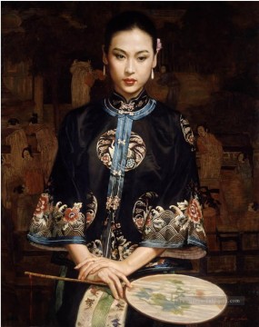 chinoise Tableau Peinture - En attendant la fille chinoise